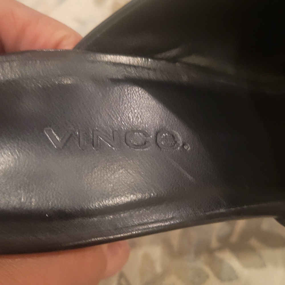 Vince Black Leather Open-Toe Mule Slides - Picture 3 of 7